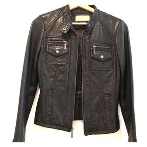 LIKE NEW Michael Kors black genuine leather jacket